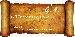 Günsberger Anna névjegykártya