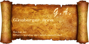 Günsberger Anna névjegykártya
